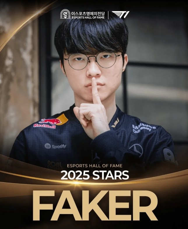 T1官媒：祝贺Oner、Faker、Keria入选2025电子竞技名人堂